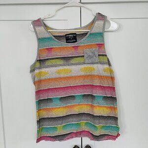 Liz Claiborne Active Womens Multicolor Striped Tank Top w Pocket Size M Cotton